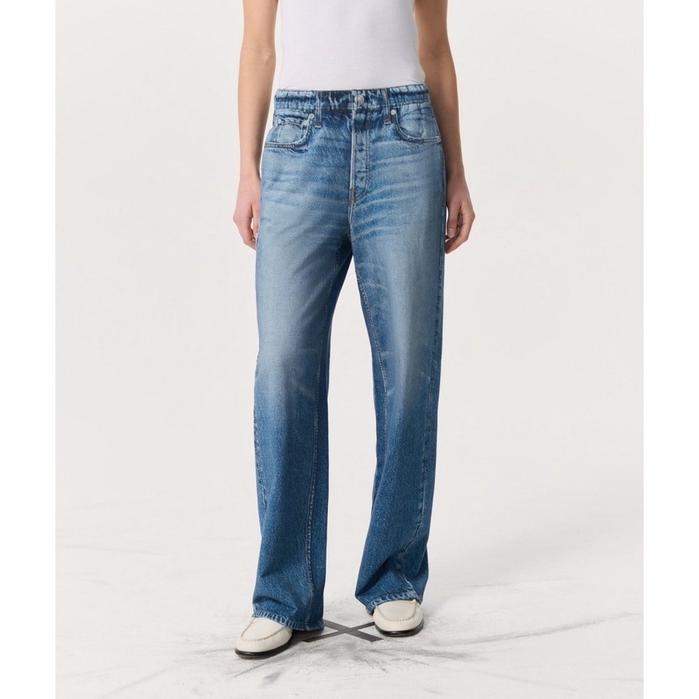 Rag & Bone Miramar Wide-Leg Sweatpant Jeans Noosa Blue Large